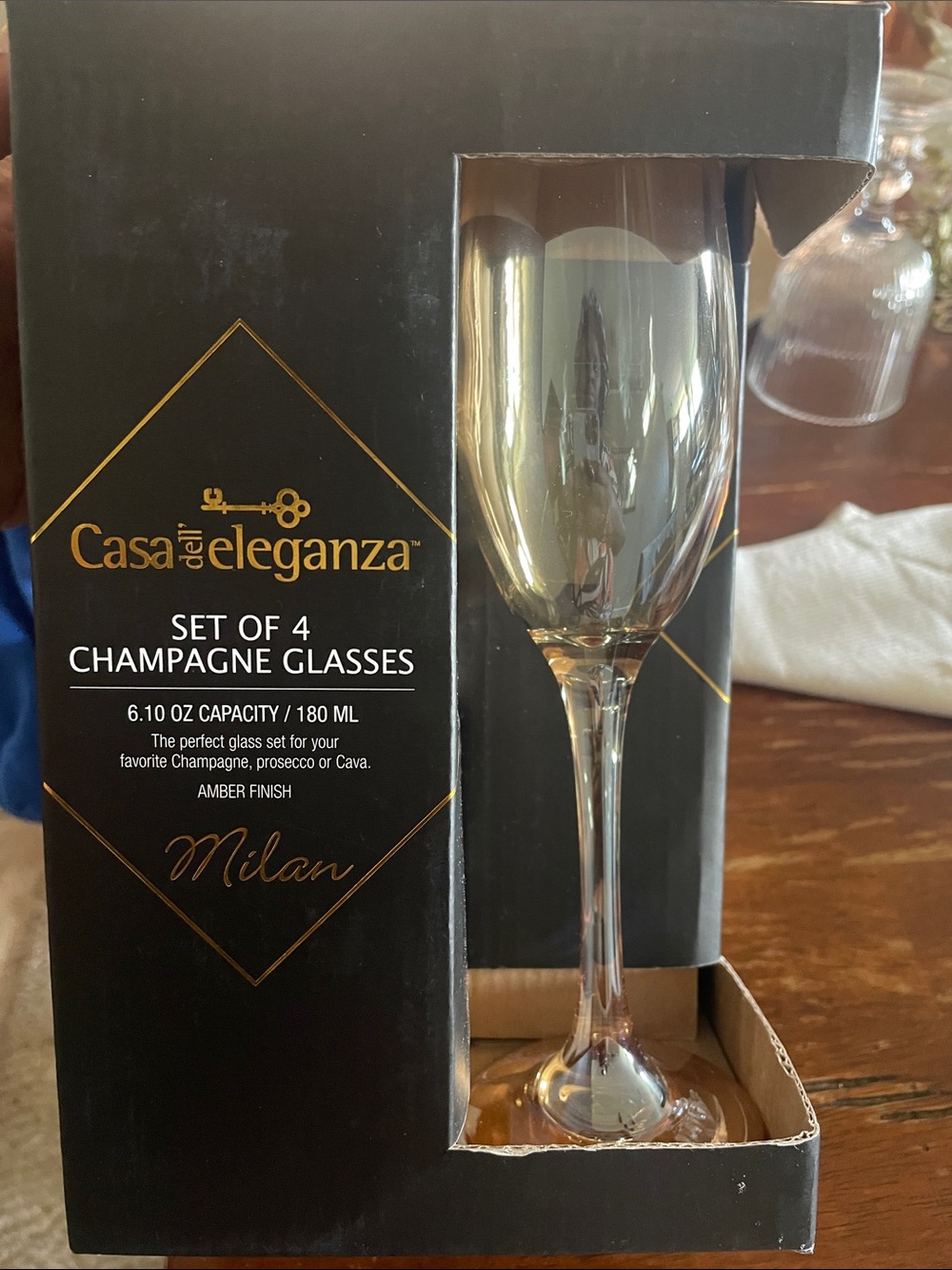 Amber Champagne Glasses - Set of 4